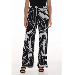Frank Lyman Printed Modern Art Straight Leg Flat Band Pants Size 10